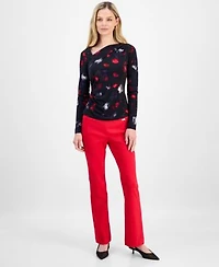 I.N.C. International Concepts Petite Printed Asymmetric Top Bootcut Pants Macys Exclusive