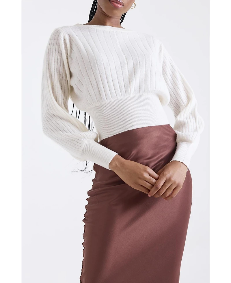 1982 Women's Rosa Ribbed Long Sleeve Cashmere Sweater