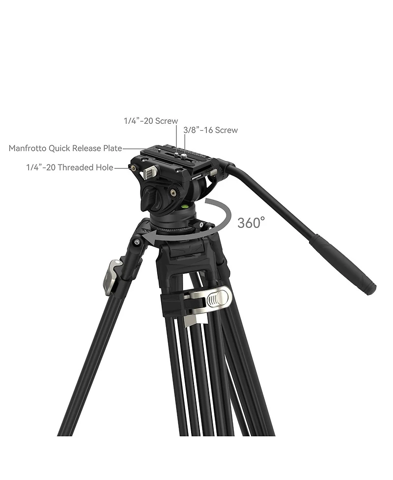 SmallRig Ad-80 2-Section FreeBlazer Heavy-Duty Aluminum Alloy Tripod with Fluid Head