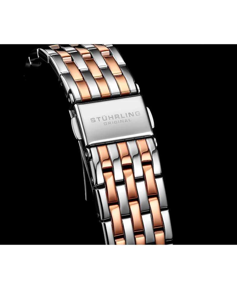 Stuhrling 3944 Delphi Women s Automatic Skeleton Watch 38mm, Silver-tone, Crystal Bezel, Roman Numerals, Stainless Steel Bracelet