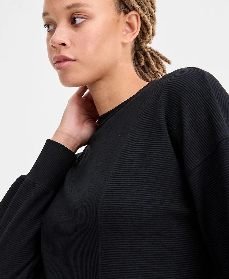 Id Ideology Women's Ribbed Knit Crewneck Sweatshirt, Macy's Exclusive