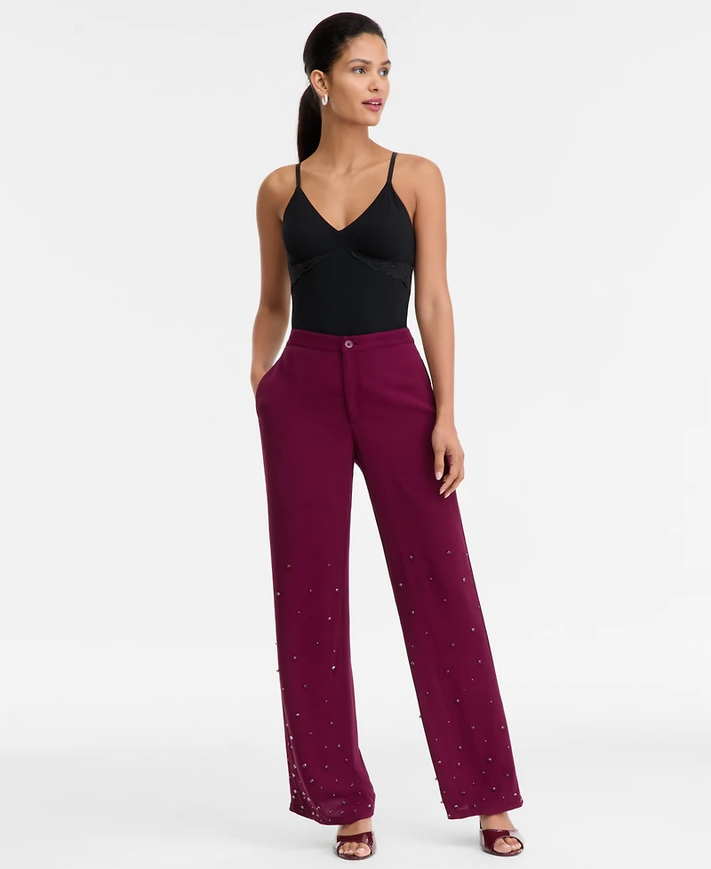I.n.c. International Concepts Women's High-Rise Embellished Pants, Macy's Exclusive