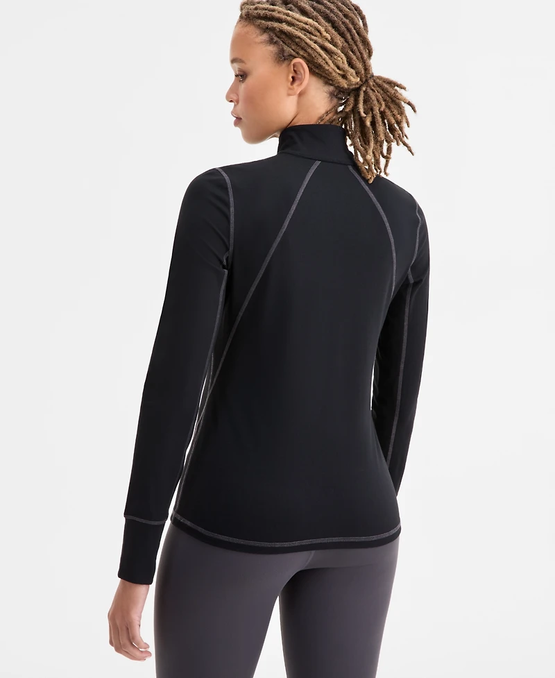 Id Ideology Women's Studio Quarter-Zip Contrast-Stitch Top, Macy's Exclusive