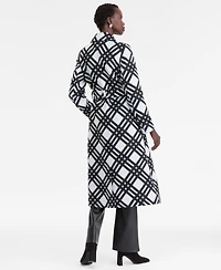I.n.c. International Concepts Women's Belted Plaid Coat, Macy's Exclusive