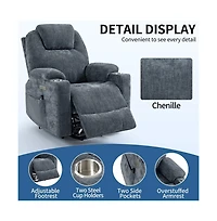Lift Recliner Chair with Massage, Heat & Usb Charging, Chenille Upholstery, Cup Holders, 350 Lbs Support-Maison Boucle