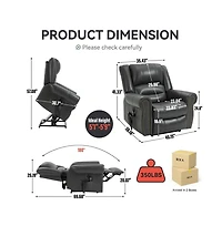 Faux Leather Power Lift Recliner with Massage & Heat, Usb Ports, Dual Motor Infinite Position Electric Chair-Maison Boucle