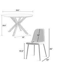 5-Piece Modern Dining Set with 39.5 Inch Round Table and 4 Chairs, Multiple Color Options for Kitchen & Room-Maison Boucle