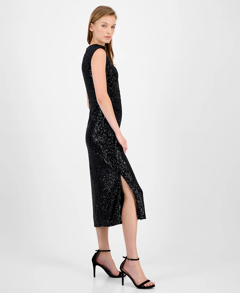 Anne Klein Women's Sequin Sleeveless Midi Sheath Dress
