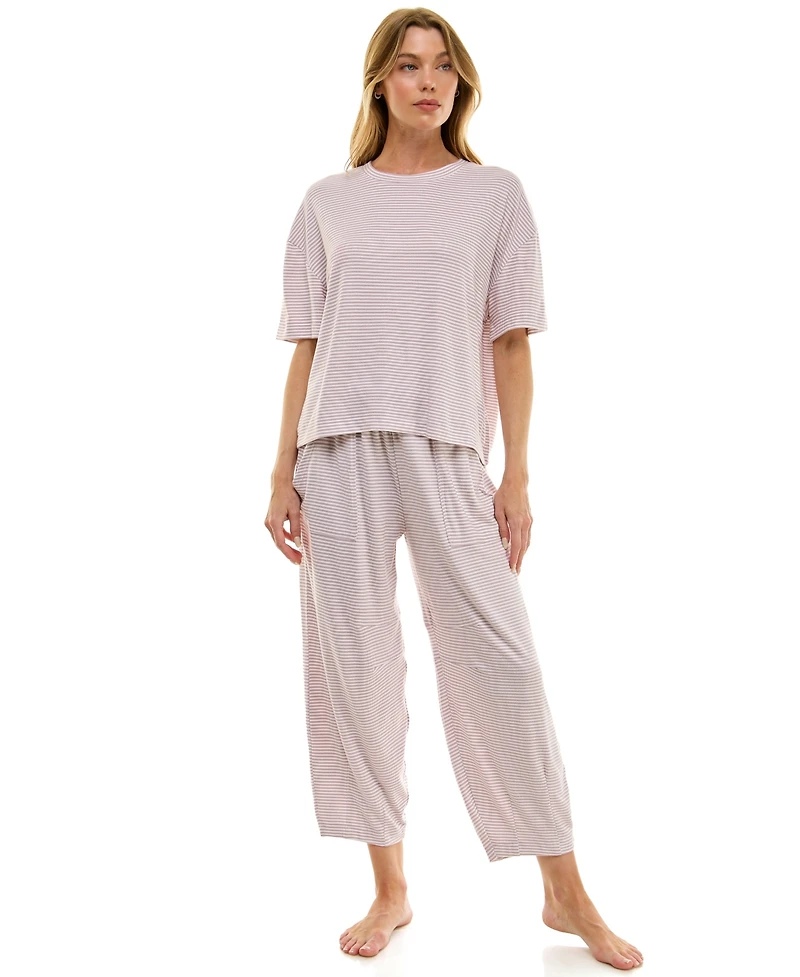 Roudelain Women's Boxy T-Shirt and Barrel Leg Pants Set