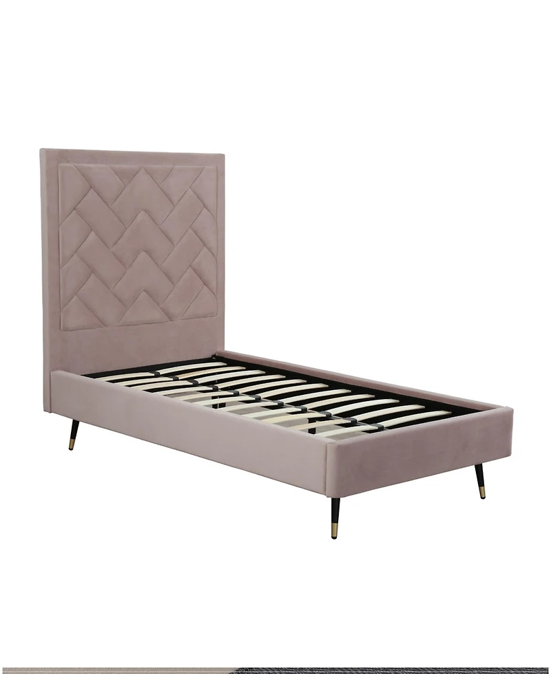 Manhattan Comfort Crosby Modern Twin-Size Velvet Upholstered Bedframe and Headboard