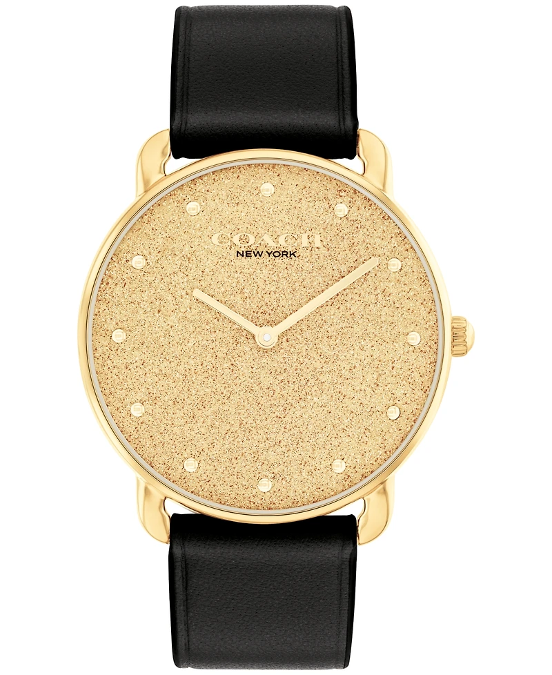 Coach Women's Elliot Black Leather Strap Watch, 36mm