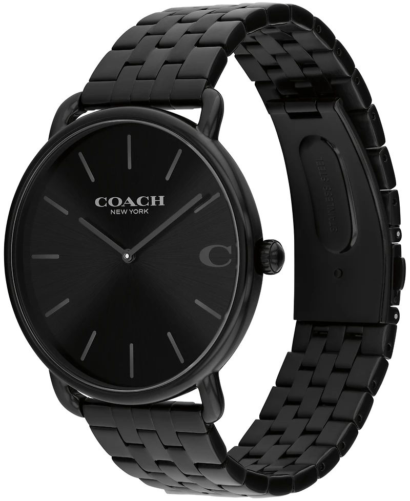 Coach Men's Elliot Ionic Plated Black Stainless Steel Bracelet Watch, 43mm