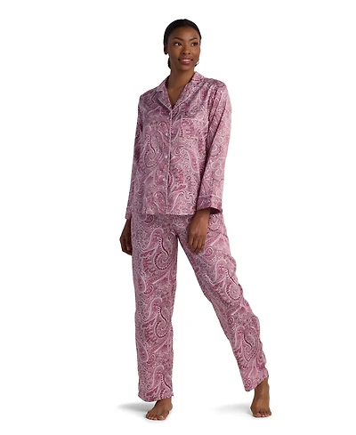 Miss Elaine Women's 2-Piece Paisley Printed Top and Pants Pajama Set