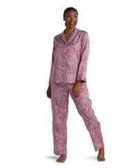 Miss Elaine Women's 2-Piece Paisley Printed Top and Pants Pajama Set