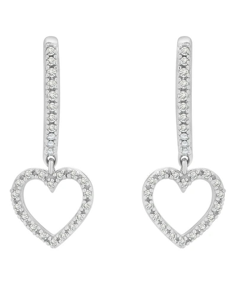 Diamond Heart Earrings (1/8 ct.t.w.) in 10k White Gold