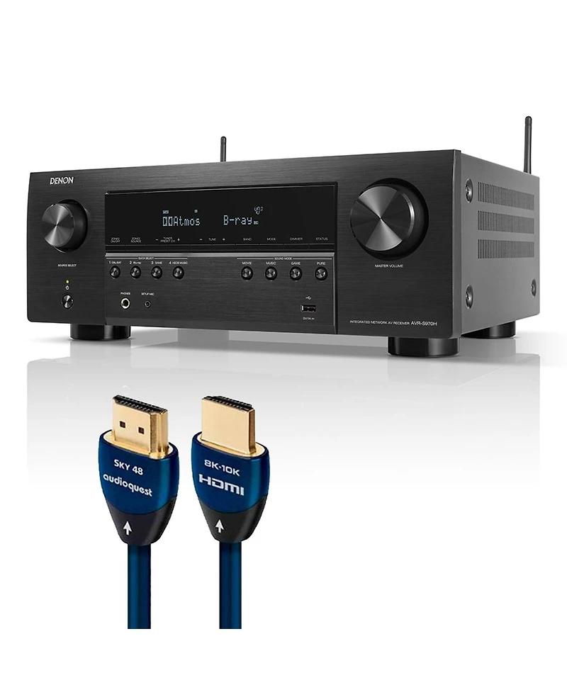 Denon Avr-S970H 7.2 Channel 8K Receiver with AudioQuest Sky 3m Hdmi Cable