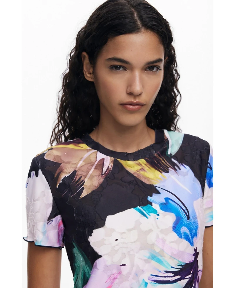 Desigual Women's Textured floral T-shirt