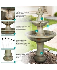 SunJet 51.5” High 3-Tiers Modern Concrete Outdoor Water Fountain