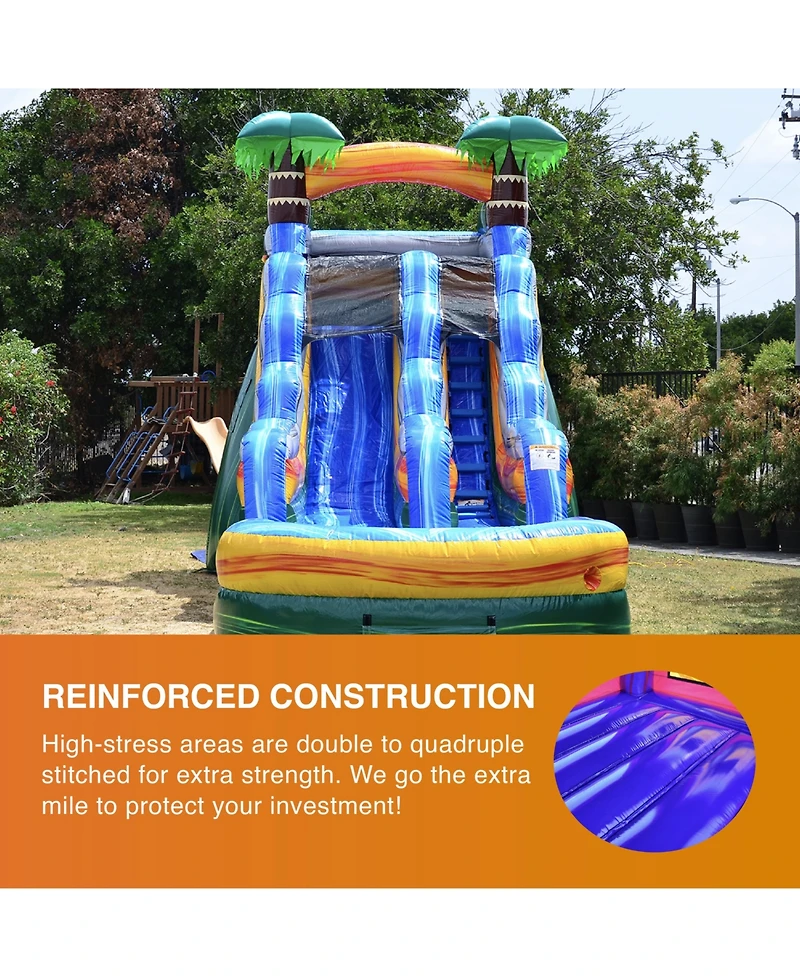 JumpOrange 15 Cali Palms Commercial Grade Water Slide with Detachable Deep Pool for Kids and Adults (with Blower), Outdoor Indoor, Wet Dry Use, Tall W