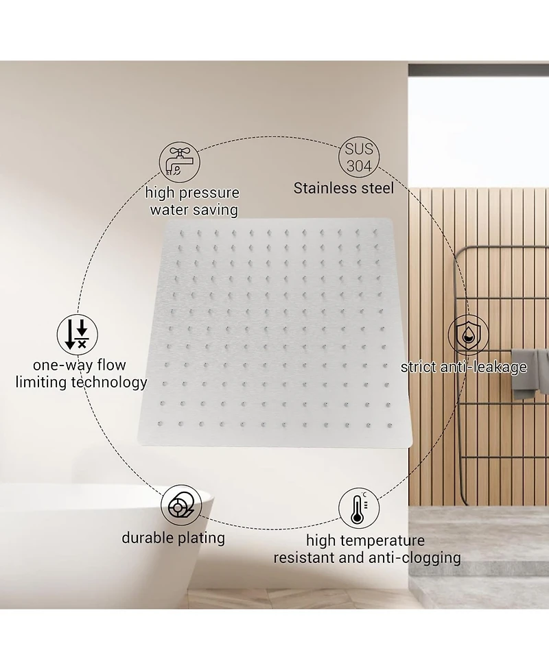gaomon Bathroom Shower Faucet Set, 12 Inch Rainfall Shower Head With Handheld Combo, Wall Mounted Shower System Shower Fixtures With Pressure-Balanced