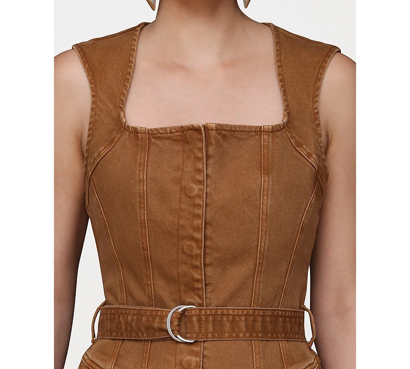 Avec Les Filles Women's Square Neck Culotte Jumpsuit