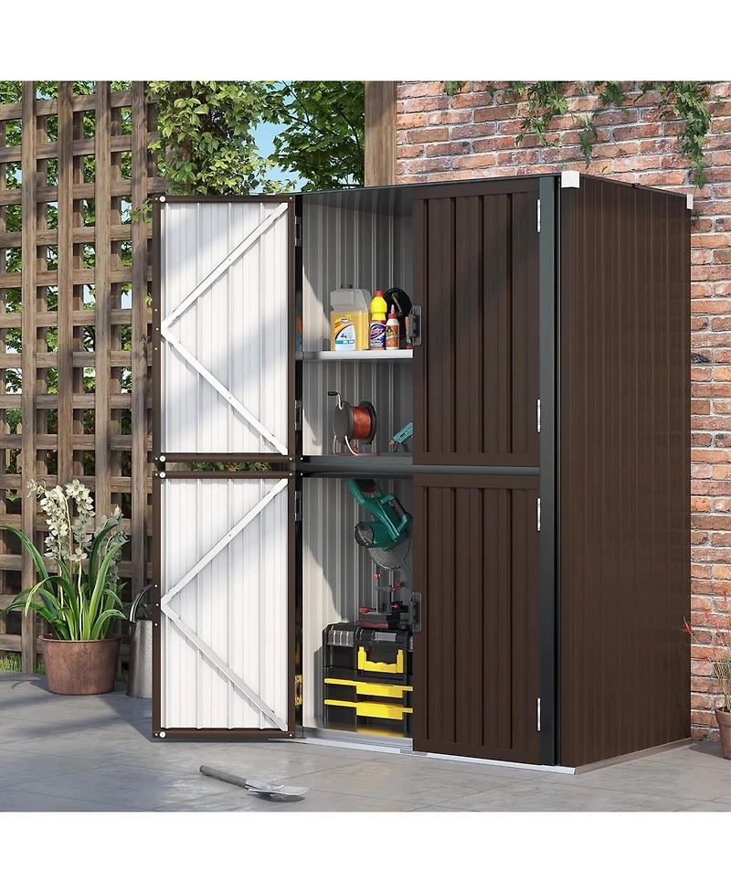 Aecojoy Outdoor Storage Cabinet Waterproof with Shelves, Vertical Tall Sheds
