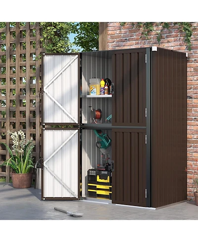 Aecojoy Outdoor Storage Cabinet Waterproof with Shelves, Vertical Tall Sheds