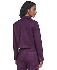 Calvin Klein Women's Suede Cropped Two Button Jacket