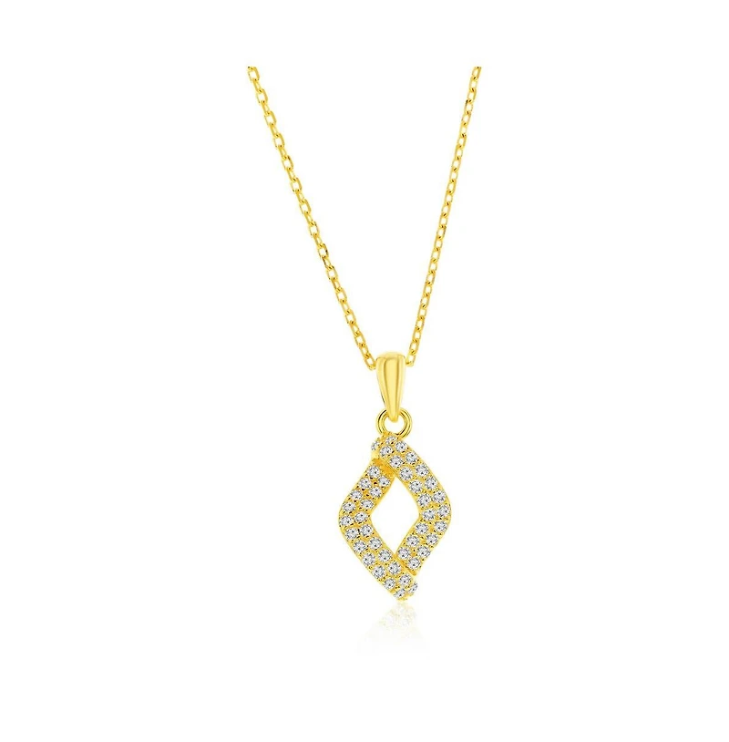 Simona Sterling Silver, Pave Cz Marquise Necklace & Earrings Set