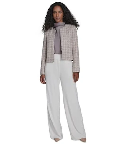 Calvin Klein Womens Tweed Open Front Jacket Wide Leg Pants