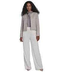 Calvin Klein Womens Tweed Open Front Jacket Wide Leg Pants
