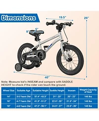 14 Inch Kids Bike Bicycle for Boys Girls 3-8 with High Carbon Steel Frame