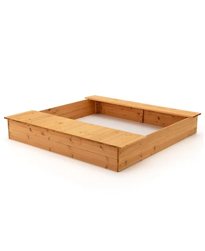 Kids Wooden Sandbox with Bench Seats and Storage Boxes