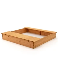 Kids Wooden Sandbox with Bench Seats and Storage Boxes