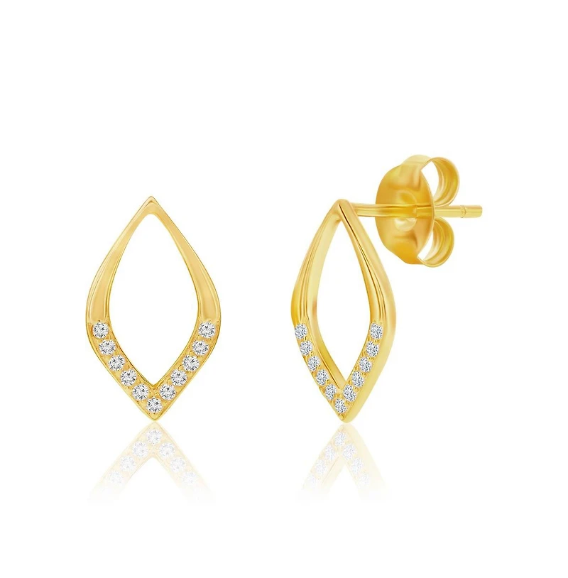 Simona Sterling Silver, Polished & Cz Marquise Necklace Earrings Set