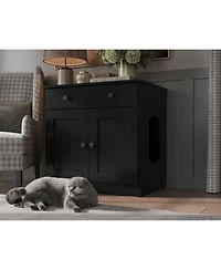 Palace Imports 100% Solid Wood Ziva 2-Door Cat Litter Box Enclosure