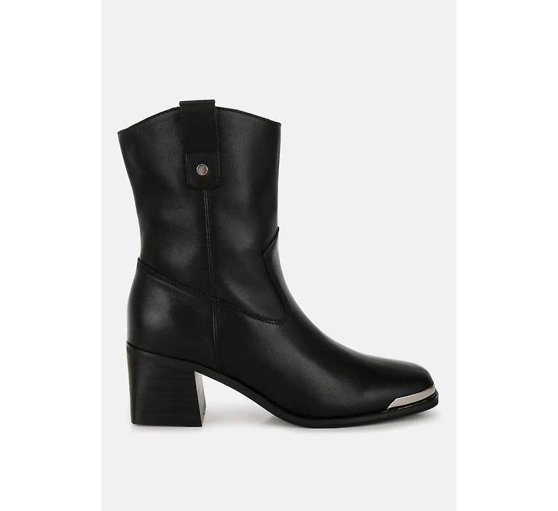 Iliad Genuine Leather Metallic Accent Ankle Boots Women