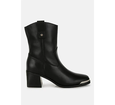 Iliad Genuine Leather Metallic Accent Ankle Boots Women