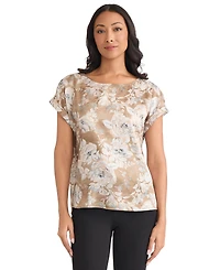 Jones New York Petite Printed Short Sleeve Top