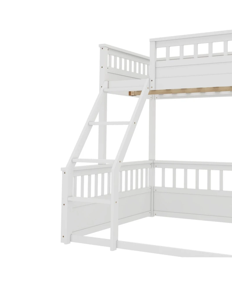 Streamdale Furniture Twin Xl over Queen Bunk Bed with Ladder and Guardrails White