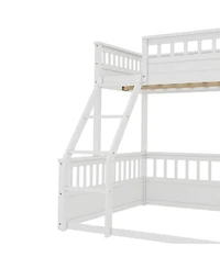 Streamdale Furniture Twin Xl over Queen Bunk Bed with Ladder and Guardrails White