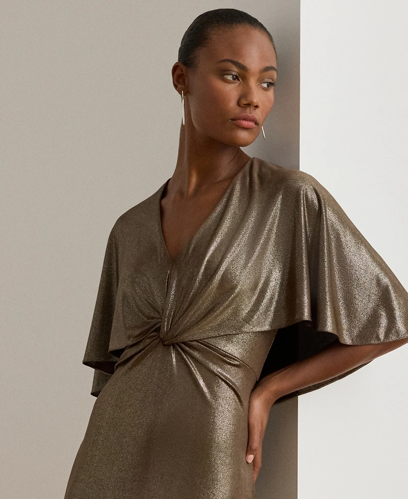 Lauren Ralph Women's Twist-Front Cape Gown