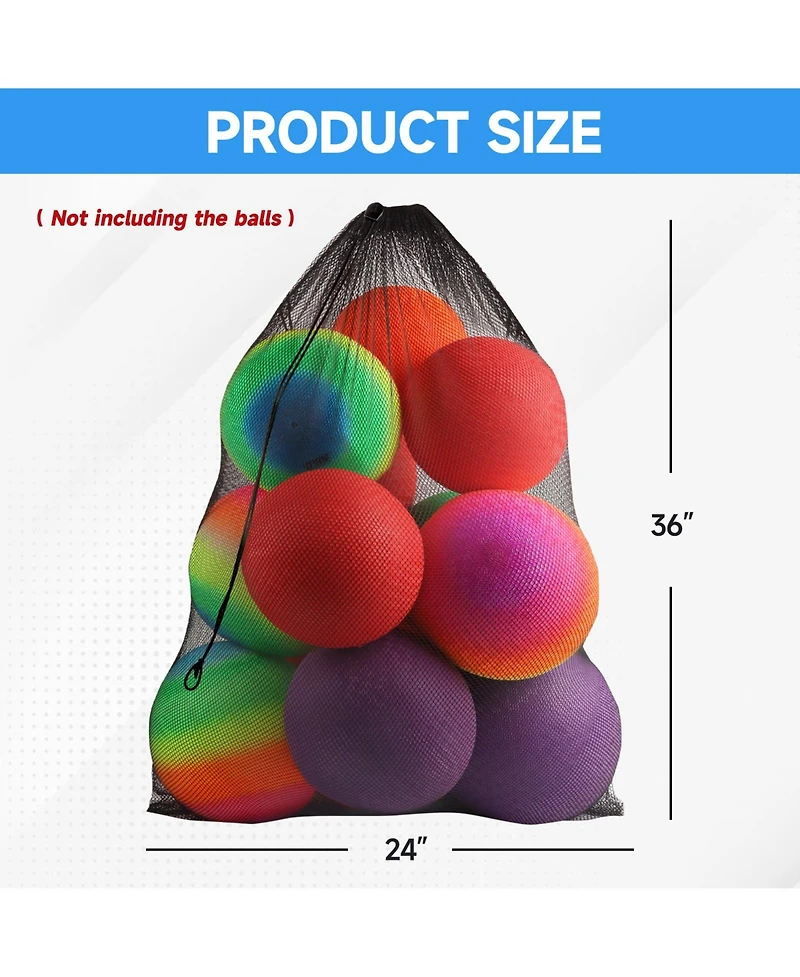 24"x36" Large Mesh Sports Ball Drawstring Bag for Gym Training, Football, Basketball