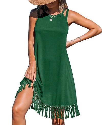 Cupshe Women's Boho Breeze Tassel Cover Up Dress