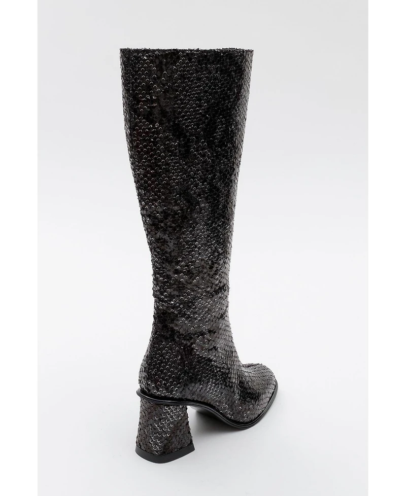 Prologue Shoes Elly Pattern Block Heel Boot (Women)