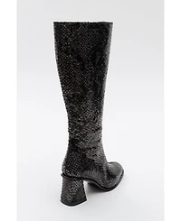 Prologue Shoes Elly Pattern Block Heel Boot (Women)