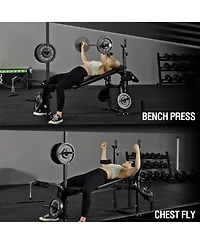 Mikolo 8 in 1 Olympic Weight Bench Set with Leg Extension and Leg Curl, Multi-Function Bench Press Set with Preacher Curl Pad and Chest Fly, Full-Body