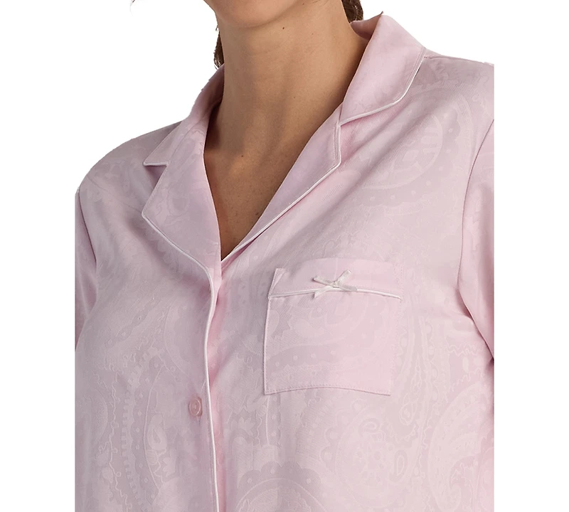 Miss Elaine Women's 2-Piece Notch Collar Top and Pull-On Pants Pajama Set