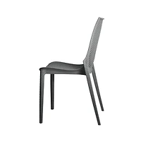 LeisureMod Kent Outdoor White Table With 2 Grey Chairs Dining Set