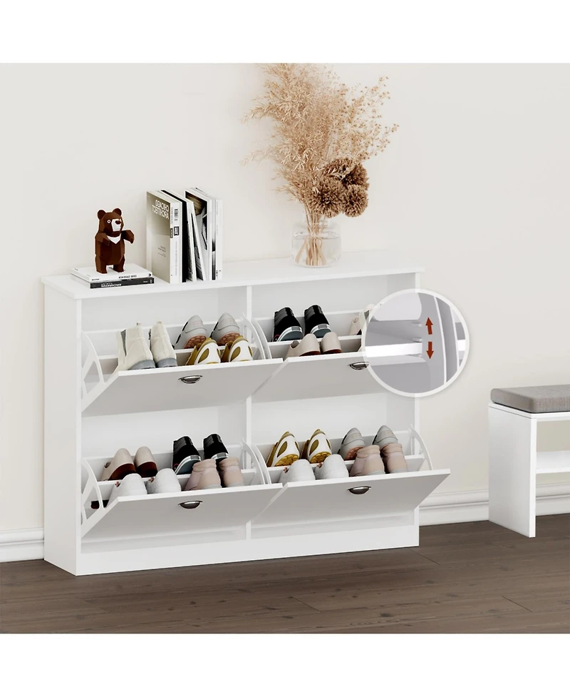 Streamdale Furniture Slim 4-Drawer Shoe Cabinet (White)